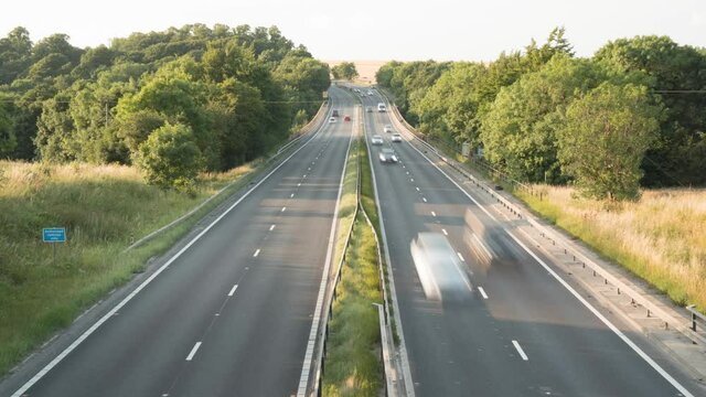 Time lapse of traffic on A1 near Wetherby, North Yorkshire