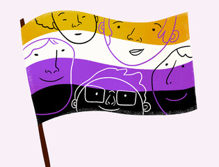 Face patterned non-binary flag