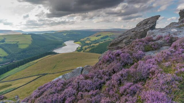 Time lapse of clouds passing Ladybower Reservoir, Derwent Edge, Peak District National Park, Derbyshire