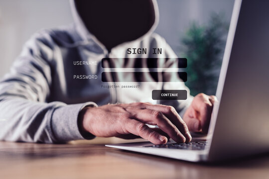 Phishing Attack Concept, Computer Hacker Using Fake Website To Steal Login Credentials