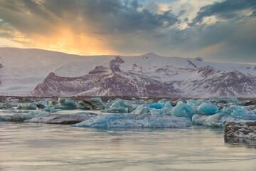 Icebergs at the Glacier Lagoon Jökulsarlon, Iceland