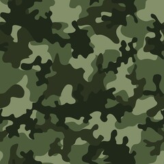 Fototapeta premium Green camouflage background, vector illustration seamless pattern, modern texture, hunting print.