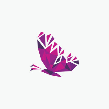 Polygon butterfly, polygonal geometric triangle logo design