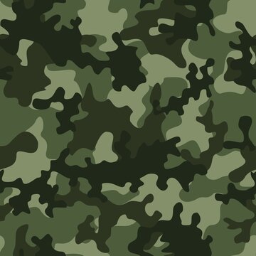 
Green camouflage background, vector illustration seamless pattern, modern texture, hunting print.