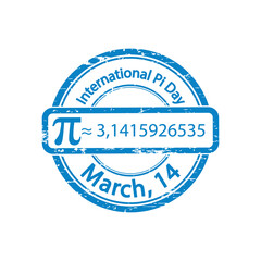 International Pi day vector stamp isolated on white background