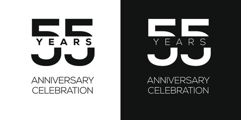 55 years anniversary celebration template, Vector illustration. - obrazy, fototapety, plakaty