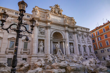 Rome, Italy. August -8-2021. The Trevi Fountain (in Italian: Fontana di Trevi) world famous tourist attraction. 