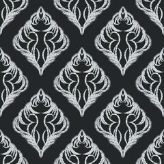 Vector damask seamless pattern element. Classical luxury old fashioned damask ornament, royal victorian seamless texture for wallpapers, textile, wrapping. Floral baroque template