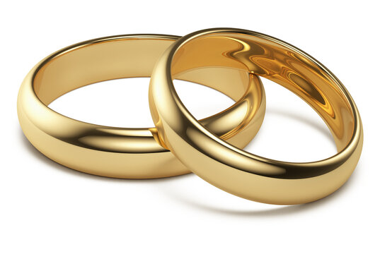 golden wedding ring isolated on a white background. 3d rendering