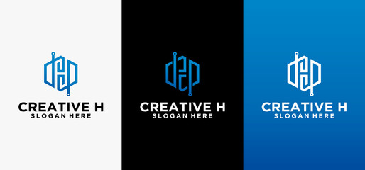 Letter H logo icon design template element, creative minimalist H logo collection. monogram H.