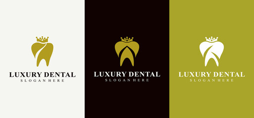 Naklejka premium luxury dental health logo, Luxury Dental Clinic Logo Design Medical Doctor Dentist Logotype Concept.