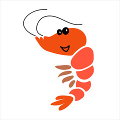 Shrimp character cartoon. Vector illustration.