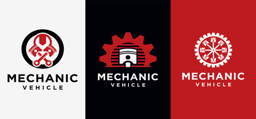 Mechanical technology logo fast engine vector logo automotive piston symbol vector engine repair logo