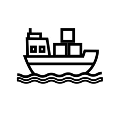 Cargo ship icon. Outline illustration of cargo ship vector icon logo isolated on white background. Thin line illustration for any web design