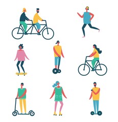 Set of vector illustrations of different activities people