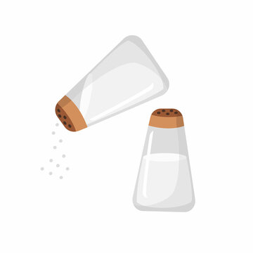 Salt and sugar in salt shakers. Vector cartoon illustration.
