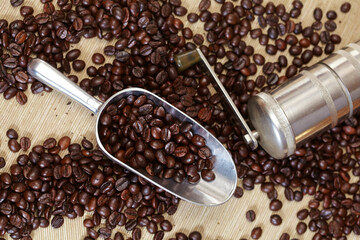 coffee beans in the spoon