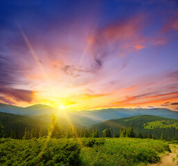 Fototapeta premium Mountain landscape at dawn