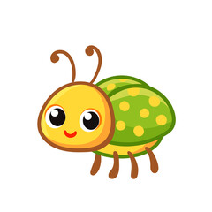 Vector illustration with a cute green bug. Cartoon insect