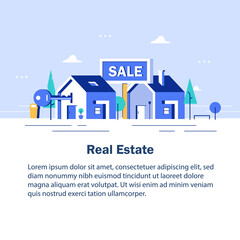 Real estate business concept with houses. Vector illustration