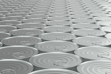 Fototapeta premium closed metallic cans on white background. Isolated 3D illustration
