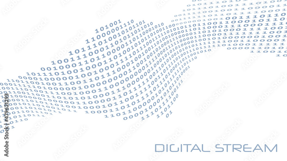 Aufkleber Binary digital stream of ones and zeros. Vector graphics