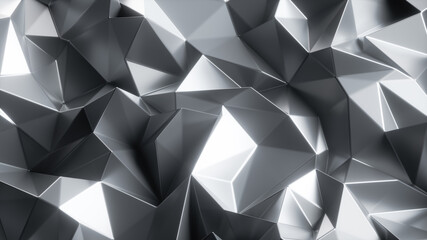 Obraz premium 3d render, crystallized background with shiny silver metallic texture, abstract faceted wallpaper