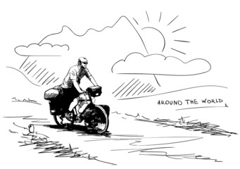 cyclist travel vector sketch