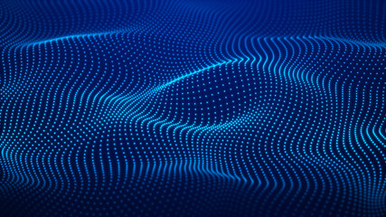 Colored music surface. Beautiful curved wave on a dark background. Digital technology background. 3D