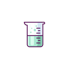 Beaker Glass Icon Illustration Vector, Chemical Lab tools icon.