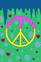 peace sign hippie retro background