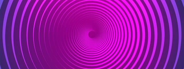 Vector abstract blue background. Color tunnel design. Texture of circles twisted into spiral, hypnosis, maze. Design of banner, poster for website, frame for social networks. Neon glow.