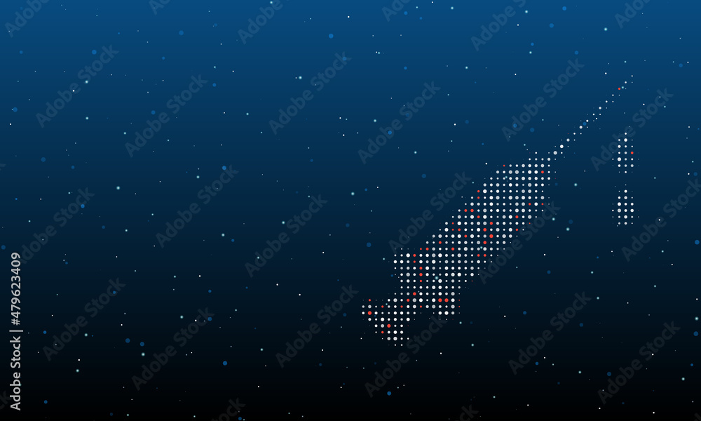 Poster on the right is the syringe symbol filled with white dots. background pattern from dots and circles 