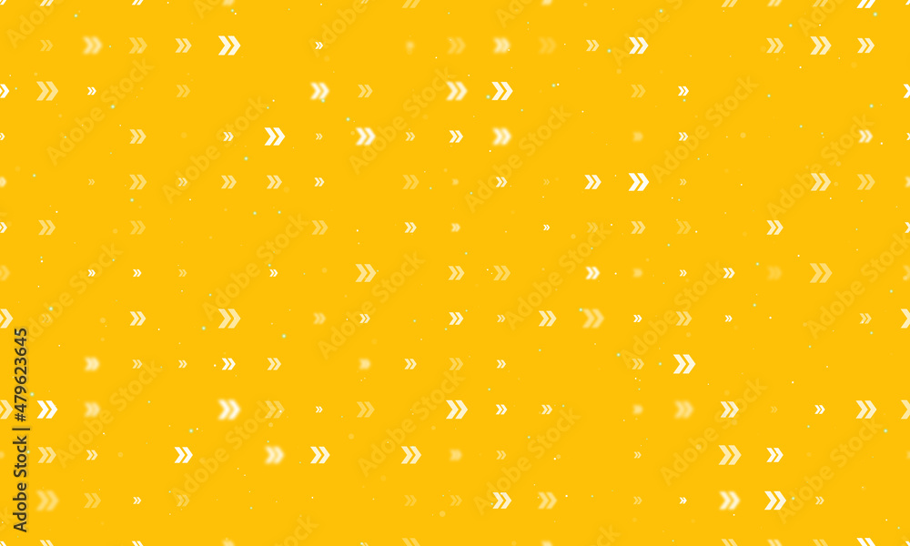 Poster seamless background pattern of evenly spaced white double arrow symbols of different sizes and opaci