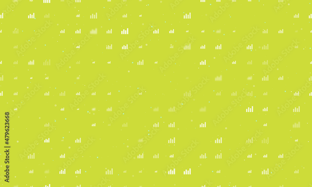 Poster seamless background pattern of evenly spaced white chart line symbols of different sizes and opacity