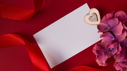 Beautiful background. tape and heart. Ribbons shaped as hearts on white, valentines day concept.background. Copy cpace
