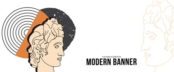 ancient statur old style design, retro art male David sculpture head