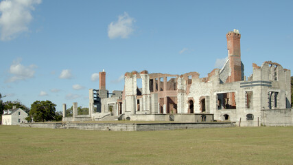 Fototapeta na wymiar The ruins of Dungeness Mansion on Cumberland Island, Georgia, USA.