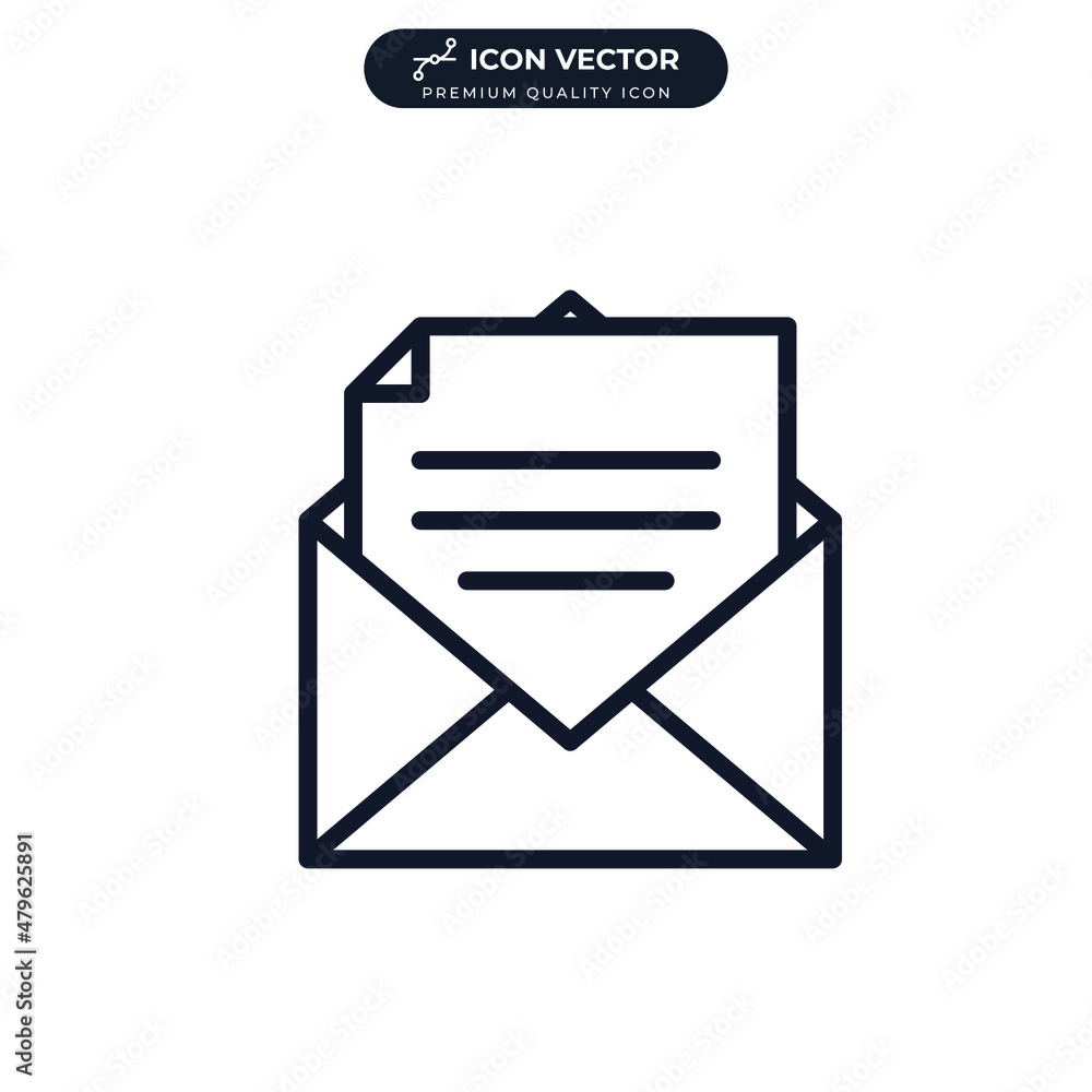 Poster email open envelope icon symbol template for graphic and web design collection logo vector illustrat