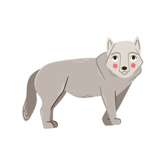 Cute wolf vector, forest animal illustration. Grey wolf hand drawn wild animal