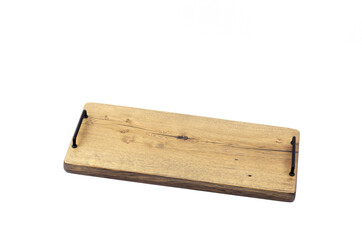 Cutting board. Food cutting board. On white background. Oak tree texture. Isolated.