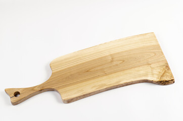 Cutting board. Food cutting board wooden cherry cherry. On white background. Isolated.