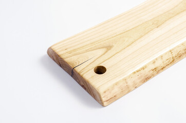 Cutting board. Food cutting board. On white background. Oak tree texture. Isolated.	