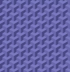 Foto op Plexiglas Very peri 3D isometrische geometrische achtergrond. Naadloze kubus vorm patroon. Kleurentrend van 2022 zeer peri. Ontwerptextuur voor spandoek, sjabloon, kaart, omslag, poster, achtergrond, tegel, muur. Vector illustratie.