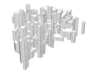 3d render of a city