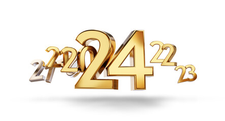 golden 24 year 2024 concept golden symbol 3d-illustration