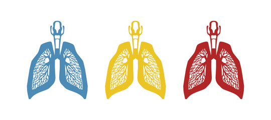 Icons of body organs, lungs on a white background, vector illustration