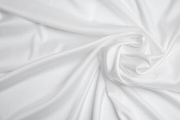 Fototapeta premium Texture of delicate white fabric as background, top view