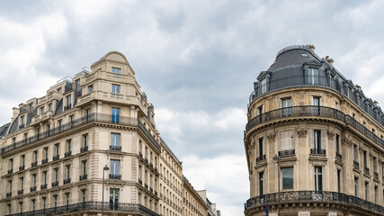Paris, typical buildings in the Marais, in the center of the french capital

