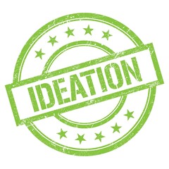 IDEATION text written on green vintage stamp.